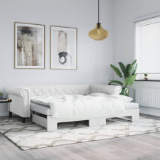 vidaXL fehér kihúzható műbőr heverő matraccal 90 x 200 cm ágy és ágykellék