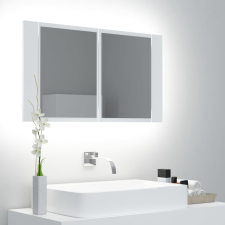 vidaXL fehér LED-es tükrös fürdőszobaszekrény 80 x 12 x 45 cm fürdőszoba bútor