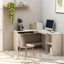 vidaXL fehér magasfényű L-alakú sarok-íróasztal 120 x 140 x 75 cm íróasztal