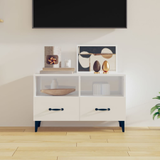 vidaXL fehér magasfényű szerelt fa TV-szekrény 80x36x50 cm bútor
