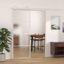 vidaXL fehér matt ESG üveg és alumínium tolóajtó 76 x 205 cm építőanyag