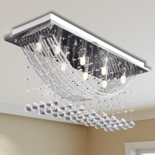 vidaXL Fehér Mennyezeti Lámpa, Csillogó Üveg Kristály Gyöngyök 8 x G9 29 cm világítás