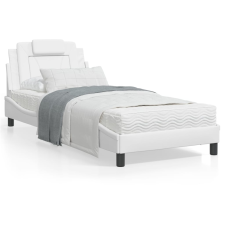 vidaXL fehér műbőr ágykeret LED-világítással 90 x 200 cm ágy és ágykellék