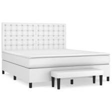vidaXL fehér műbőr rugós ágy matraccal 160 x 200 cm ágy és ágykellék