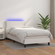 vidaXL fehér műbőr rugós ágy matraccal és LED-del 100x200 cm ágy és ágykellék