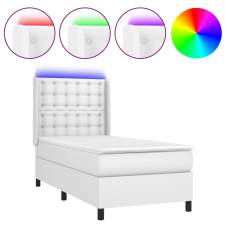 vidaXL fehér műbőr rugós ágy matraccal és LED-del 100x200 cm (3139368) ágy és ágykellék