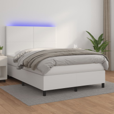 vidaXL fehér műbőr rugós ágy matraccal és LED-del 140x190 cm ágy és ágykellék