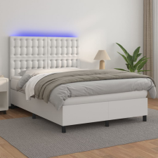 vidaXL fehér műbőr rugós ágy matraccal és LED-del 140x190 cm ágy és ágykellék