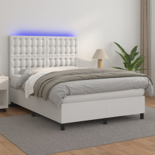 vidaXL fehér műbőr rugós ágy matraccal és LED-del 140x200 cm ágy és ágykellék