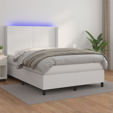 vidaXL fehér műbőr rugós ágy matraccal és LED-del 140x200 cm ágy és ágykellék