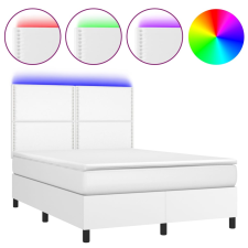 vidaXL fehér műbőr rugós ágy matraccal és LED-del 140x200 cm (3135886) ágy és ágykellék
