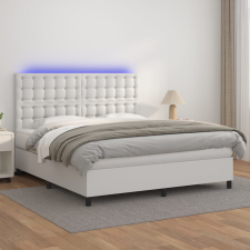 vidaXL fehér műbőr rugós ágy matraccal és LED-del 160x200 cm ágy és ágykellék