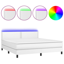 vidaXL fehér műbőr rugós ágy matraccal és LED-del 160x200 cm (3134172) ágy és ágykellék