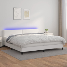 vidaXL fehér műbőr rugós ágy matraccal és LED-del 200x200 cm ágy és ágykellék