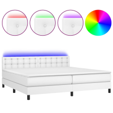 vidaXL fehér műbőr rugós ágy matraccal és LED-del 200x200 cm (3134244) ágy és ágykellék