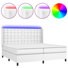 vidaXL fehér műbőr rugós ágy matraccal és LED-del 200x200 cm (3139404) ágy és ágykellék