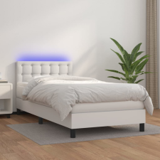 vidaXL fehér műbőr rugós ágy matraccal és LED-del 90x190 cm ágy és ágykellék