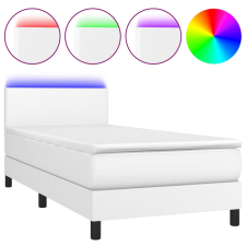 vidaXL fehér műbőr rugós ágy matraccal és LED-del 90x190 cm (3134076) ágy és ágykellék