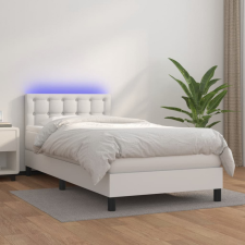 vidaXL fehér műbőr rugós ágy matraccal és LED-del 90x200 cm ágy és ágykellék