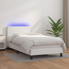 vidaXL fehér műbőr rugós ágy matraccal és LED-del 90x200 cm ágy és ágykellék