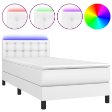 vidaXL fehér műbőr rugós ágy matraccal és LED-del 90x200 cm (3134202) ágy és ágykellék