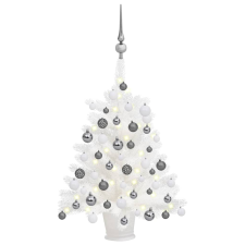 vidaXL fehér műkarácsonyfa LED-ekkel és gömbszettel 65 cm (3077716) műfenyő