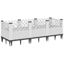 vidaXL fehér polipropilén kerti virágláda cövekekkel 123,5x43,5x43,5cm (368020) kerti tárolás