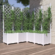 vidaXL fehér polipropilén rácsos kerti ültetőláda 120 x 120 x 136 cm kerti tárolás