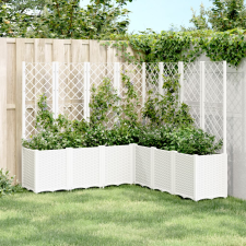 vidaXL fehér polipropilén rácsos kerti ültetőláda 160 x 160 x 140 cm kerti tárolás