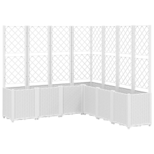 vidaXL fehér polipropilén rácsos kerti ültetőláda 160 x 160 x 140 cm (367884) kerti tárolás