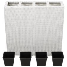 vidaXL fehér polyrattan kerti magaságyás 4 kaspóval (45427) kerti tárolás