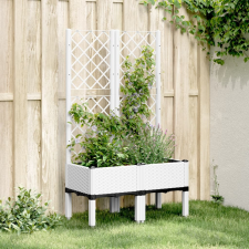 vidaXL fehér PP rácsos kerti ültetőláda 80 x 40 x 142 cm kerti tárolás