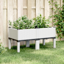 vidaXL Fehér PP rácsos kerti ültetőláda 80 x 40 x 42 cm kerti tárolás