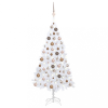 vidaXL Fehér PVC műkarácsonyfa LED-ekkel és gömbszettel 120 cm