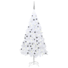 vidaXL fehér PVC műkarácsonyfa LED-ekkel és gömbszettel 180 cm  (3077713) műfenyő