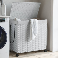 vidaXL Fehér rattan szennyeskosár kerekekkel 60x35x60,5 cm bútor