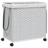 vidaXL fehér rattan szennyeskosár kerekekkel 60x35x60,5 cm (372043)