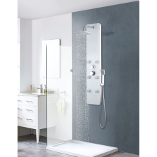 vidaXL fehér rozsdamentes acél / üveg zuhanypanel 25 x 44,6 x 130 cm fürdőszoba kiegészítő