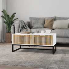 vidaXL fehér szerelt fa és vas dohányzóasztal 80 x 40 x 35 cm bútor