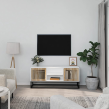 vidaXL fehér szerelt fa és vas TV-szekrény 105x30x45 cm bútor