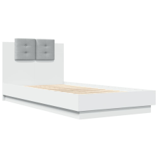 vidaXL fehér szövet ágykeret fejtámlával 75x190 cm (3209975) ágy és ágykellék