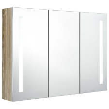 vidaXL fehér tölgyszínű fürdőszobaszekrény LED világítással 89x14x62cm (326530) fürdőszoba bútor