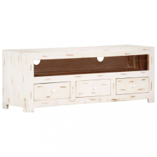 vidaXL Fehér tömör akácfa TV-szekrény 110 x 30 x 40 cm bútor