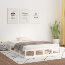 vidaXL fehér tömör fa ágykeret 140x200 cm ágy és ágykellék