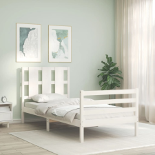 vidaXL fehér tömör fa ágykeret fejtámlával 100 x 200 cm ágy és ágykellék