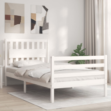 vidaXL fehér tömör fa ágykeret fejtámlával 100 x 200 cm ágy és ágykellék