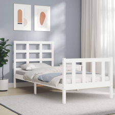 vidaXL fehér tömör fa ágykeret fejtámlával 100 x 200 cm bútor
