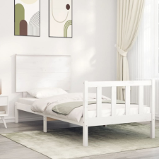vidaXL fehér tömör fa ágykeret fejtámlával 100 x 200 cm ágy és ágykellék