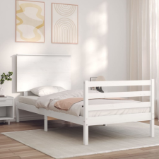 vidaXL fehér tömör fa ágykeret fejtámlával 100 x 200 cm ágy és ágykellék