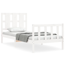vidaXL fehér tömör fa ágykeret fejtámlával 100 x 200 cm (3192222) ágy és ágykellék